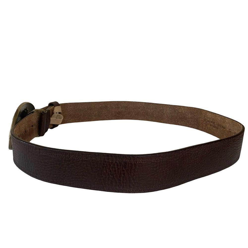 Adrienne Landau Genuine Leather Belt Brown With Animal Print Buckle Size L - Picture 2 of 5